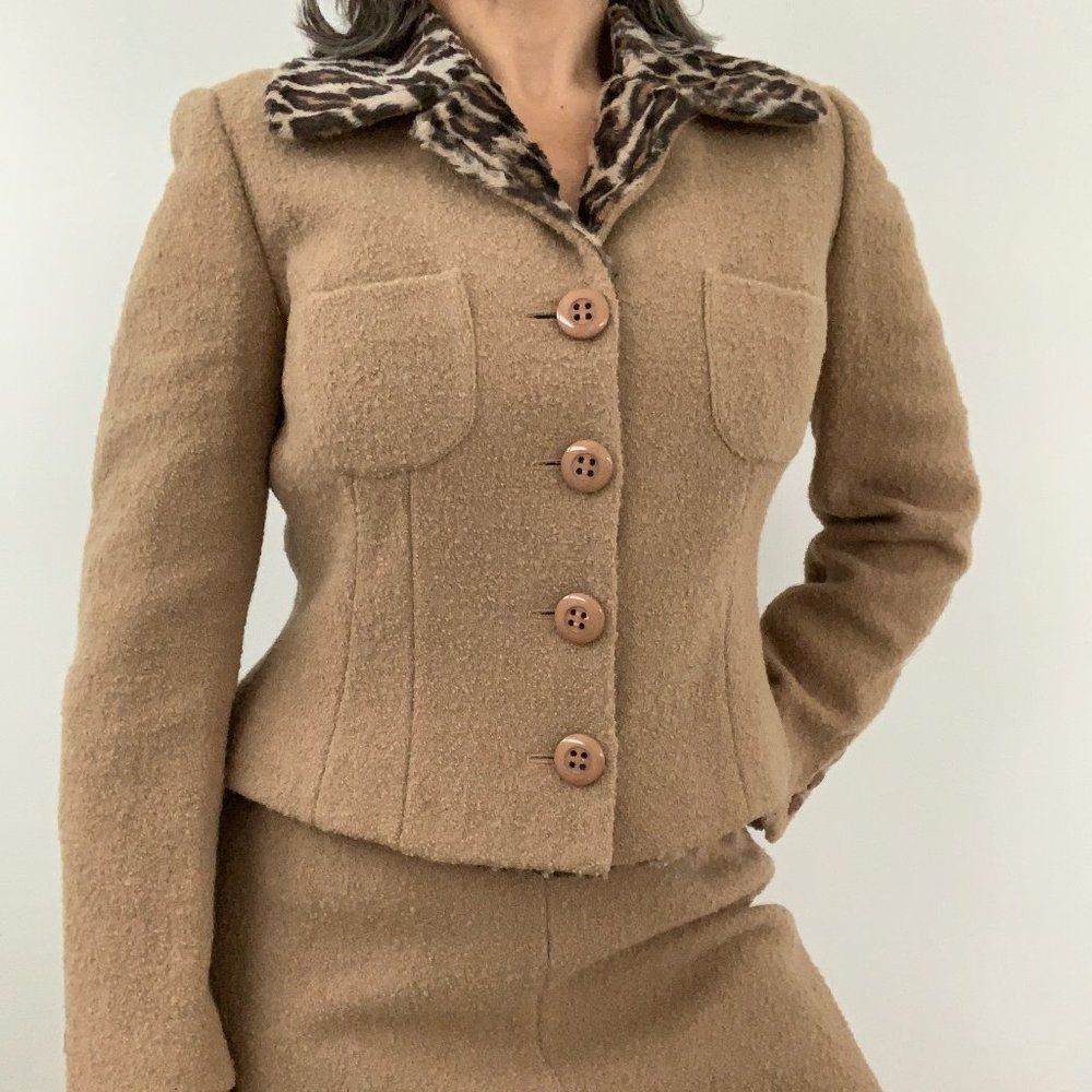 Dolce & Gabbana Wool Boucle Suit with Leopard